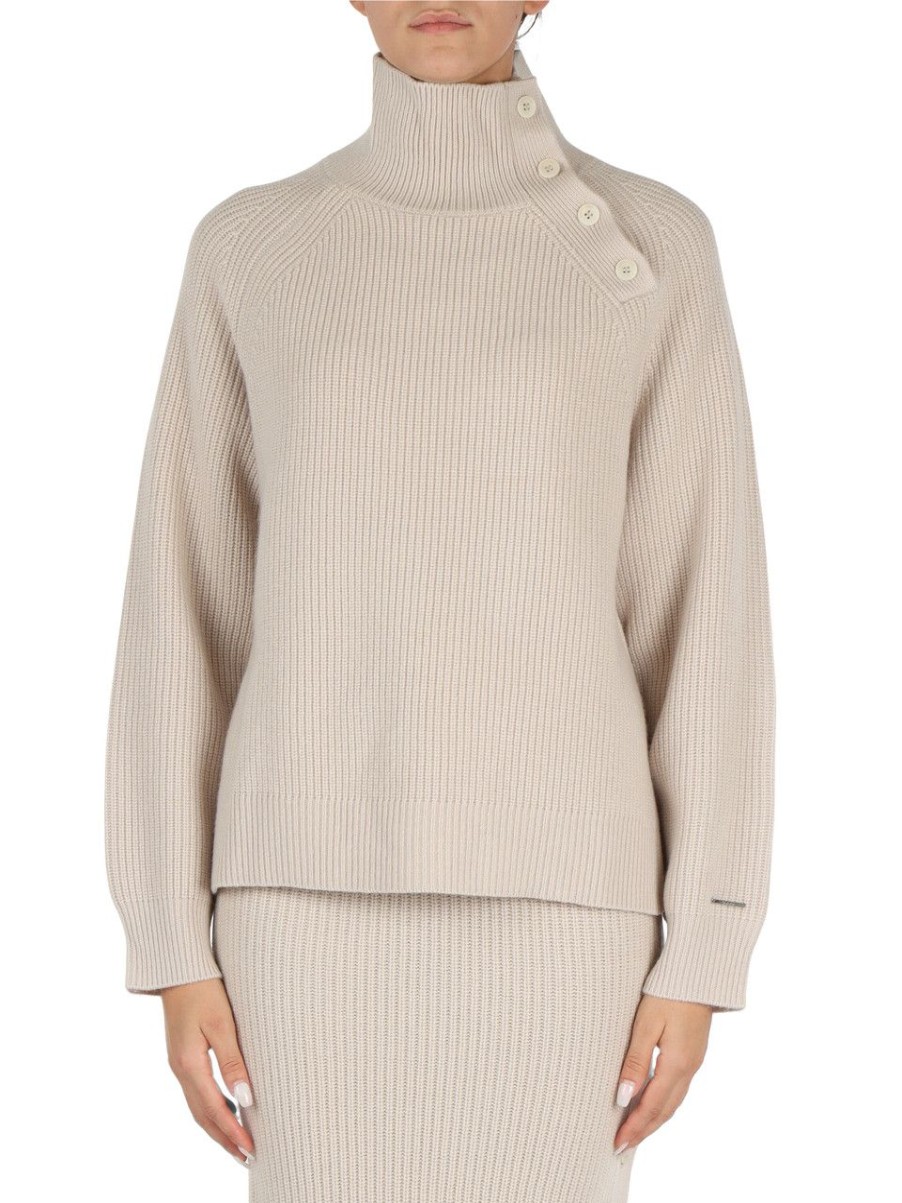 Donna CALVIN KLEIN | Maglia Collo A Lupetto In Lana Beige