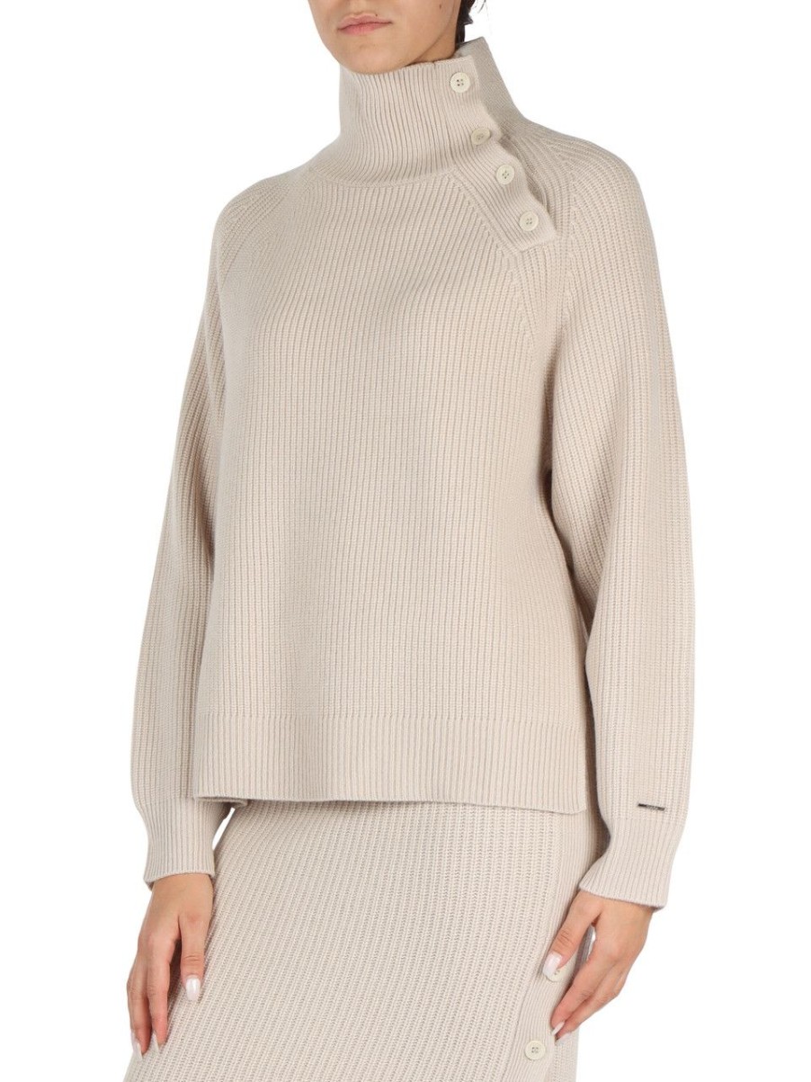 Donna CALVIN KLEIN | Maglia Collo A Lupetto In Lana Beige