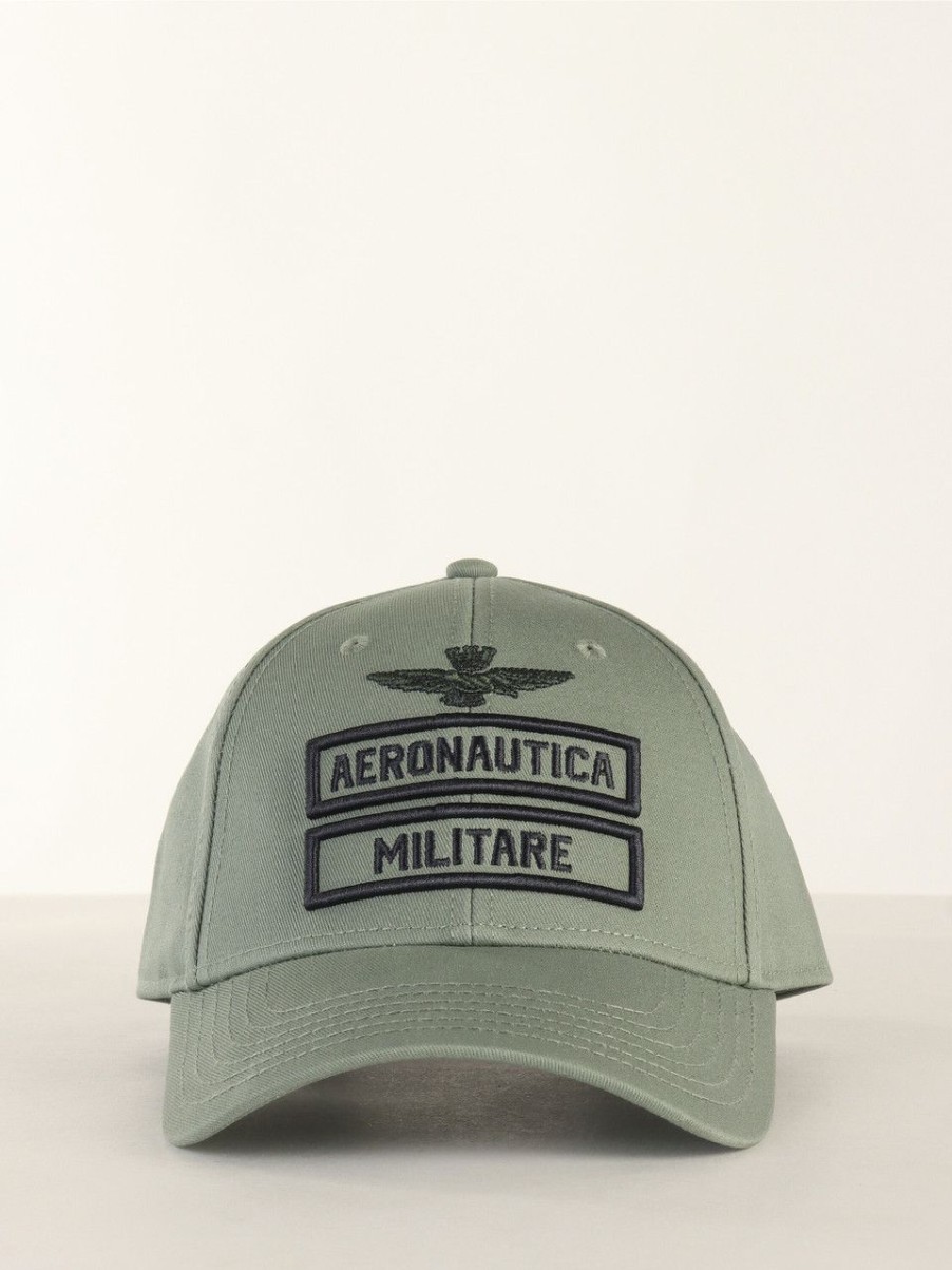 Uomo AERONAUTICA MILITARE | Cappello Con Visiera E Ricamo Logo In Cotone Verde