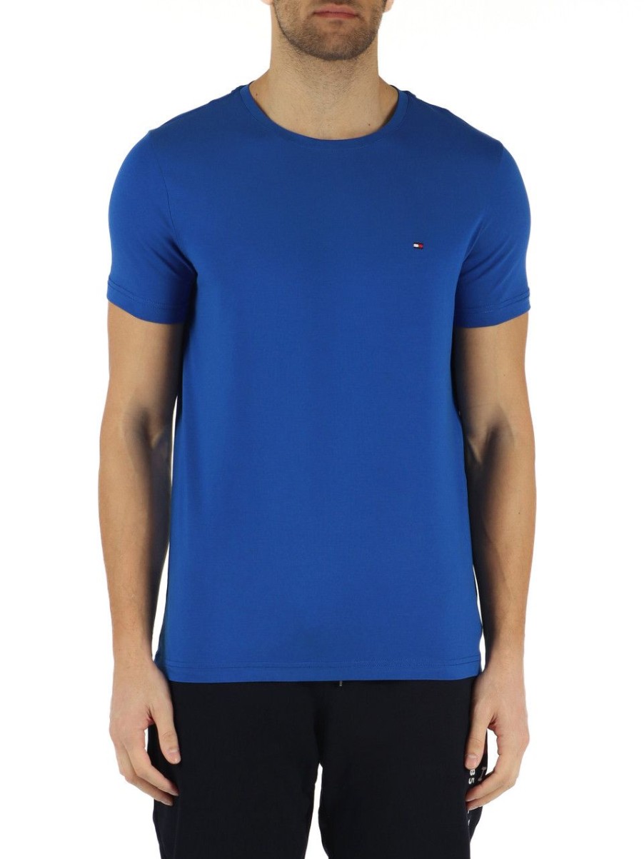 Uomo TOMMY HILFIGER | T-Shirt In Cotone Stretch Extra Slim Fit Bluette