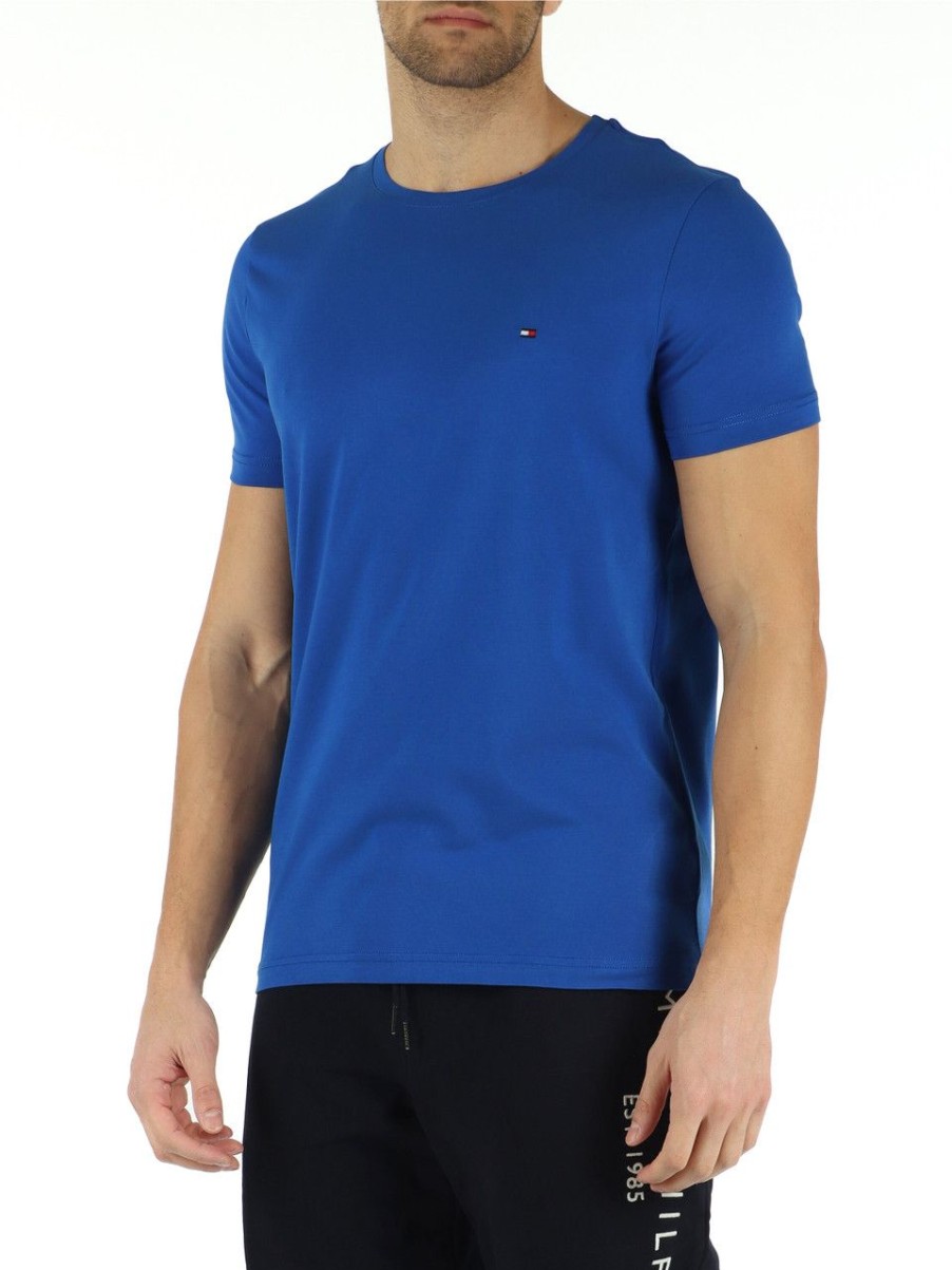 Uomo TOMMY HILFIGER | T-Shirt In Cotone Stretch Extra Slim Fit Bluette