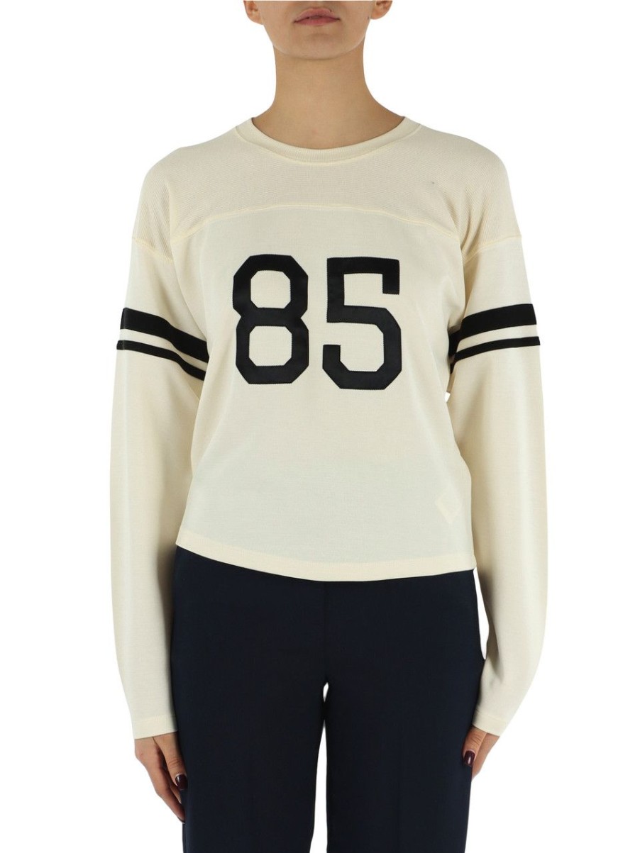 Donna TOMMY HILFIGER | T-Shirt In Misto Cotone E Lyocell Con Ricamo Logo Panna