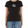 Donna CALVIN KLEIN JEANS | T-Shirt In Cotone Con Stampa Logo E Paillettes Nero