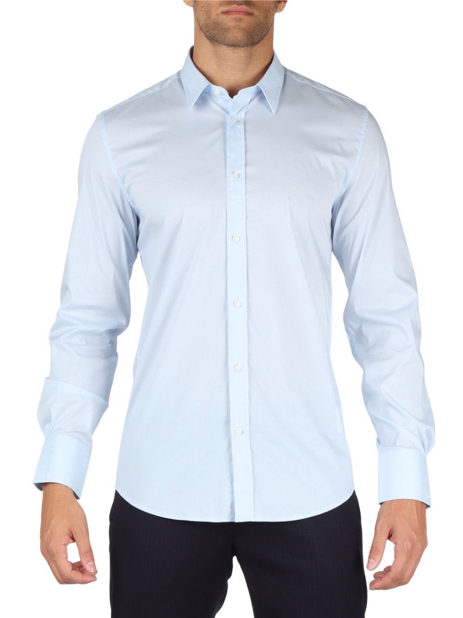 Uomo ANTONY MORATO | Camicia In Misto Cotone Milano Super Slim Fit Celeste