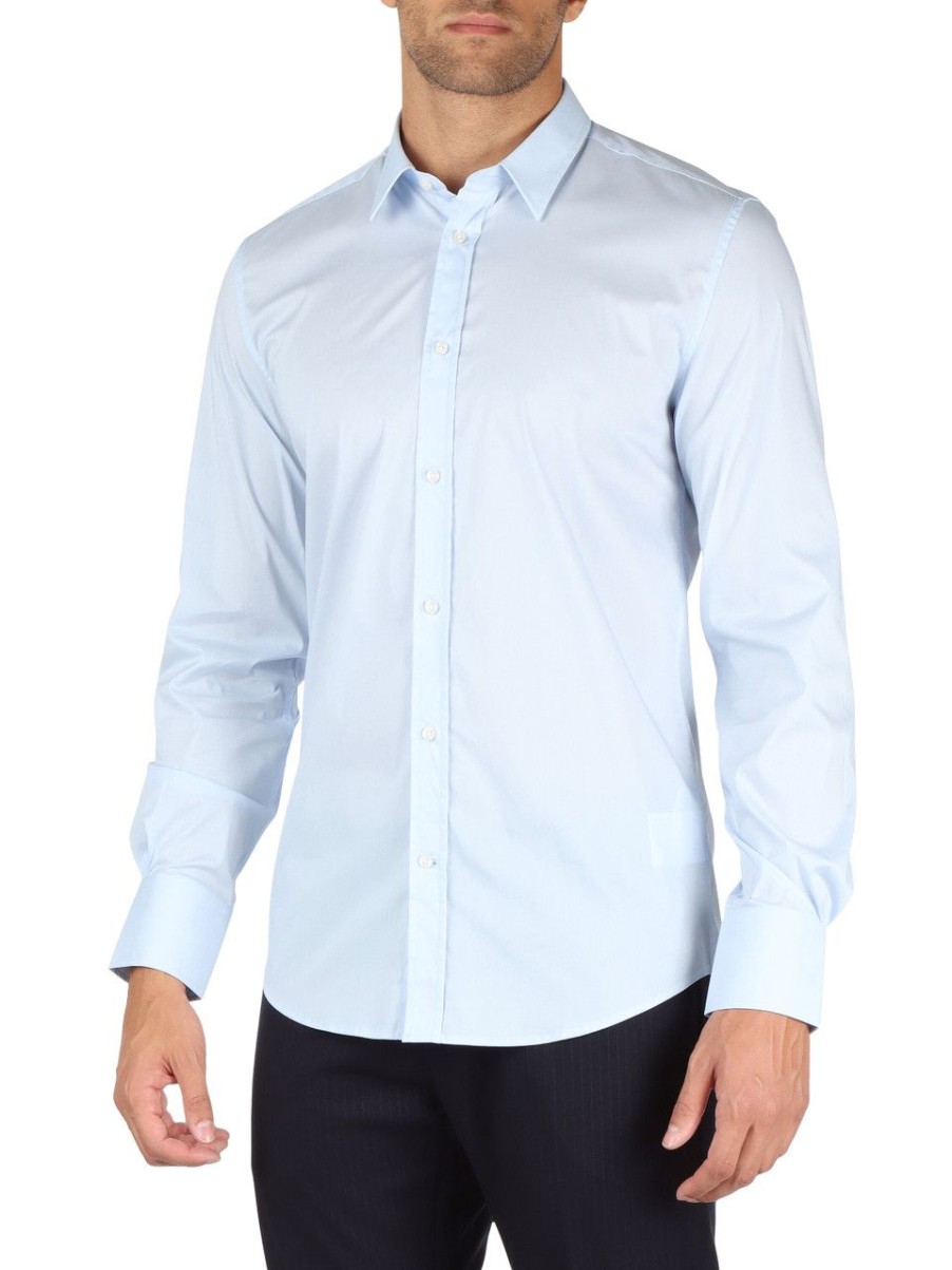 Uomo ANTONY MORATO | Camicia In Misto Cotone Milano Super Slim Fit Celeste