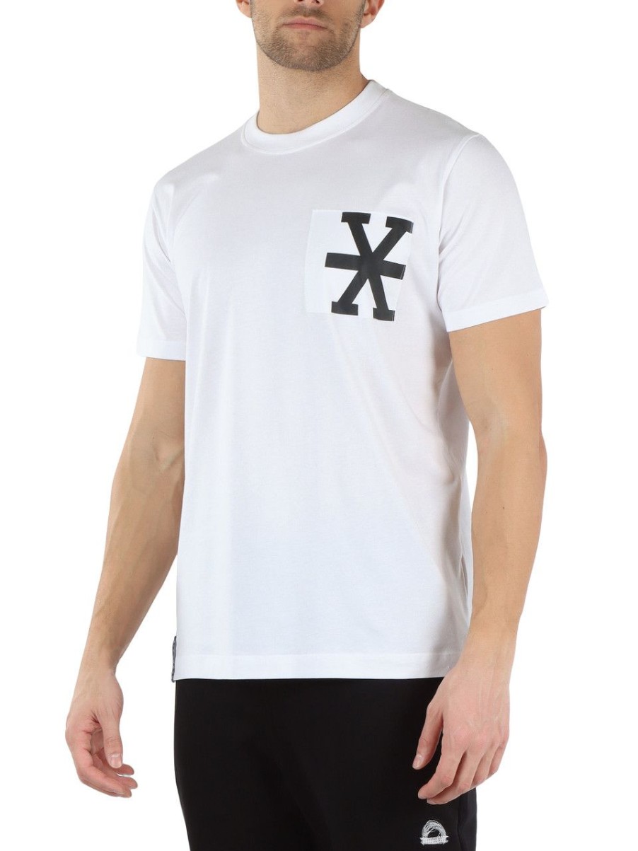 Uomo RICHMOND | Richmond X: T-Shirt In Cotone Pima Con Stampa Logo Bianco