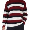 Uomo TOMMY HILFIGER | Maglia Girocollo A Righe In Cotone Rosso Scuro