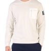 Uomo AERONAUTICA MILITARE | Felpa In Cotone Comfort Fit Con Taschino A Contrasto Panna