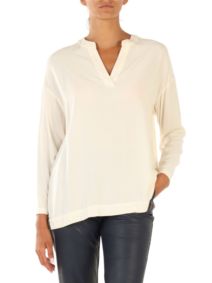 Donna ALESSIA SANTI | Blusa In Viscosa Con Collo A V Panna