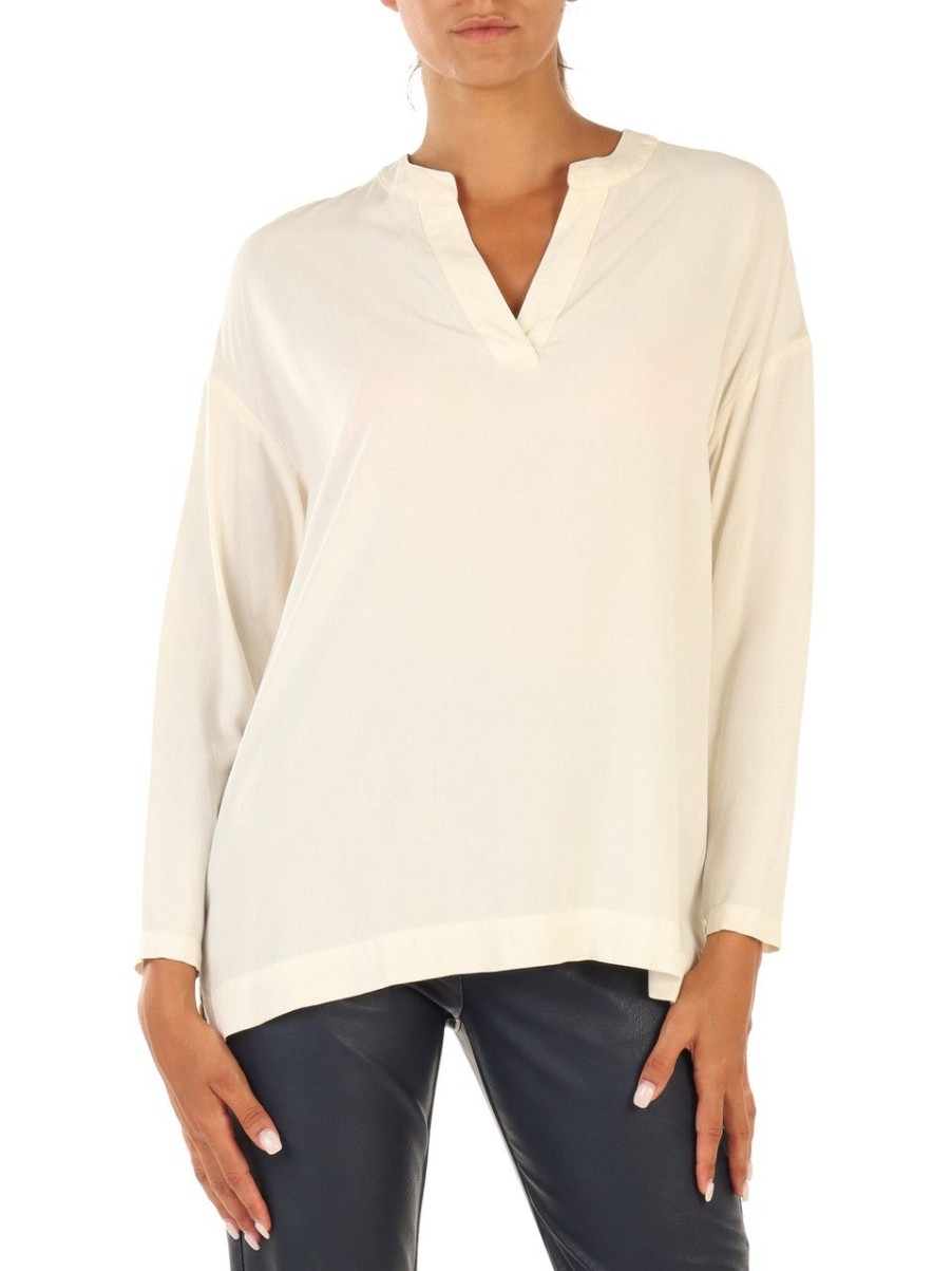 Donna ALESSIA SANTI | Blusa In Viscosa Con Collo A V Panna