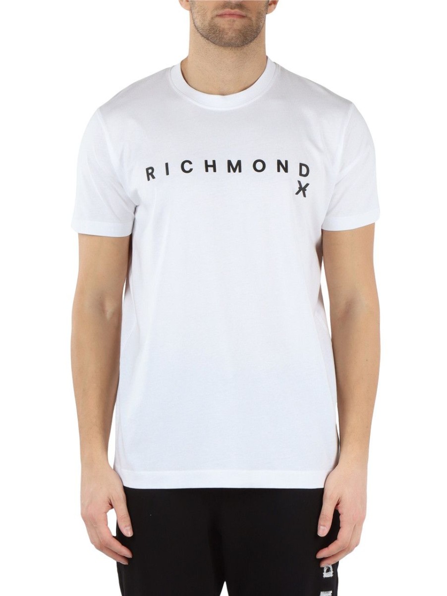 Uomo RICHMOND | Richmond X: T-Shirt In Cotone Pima Con Scritta Logo Bianco