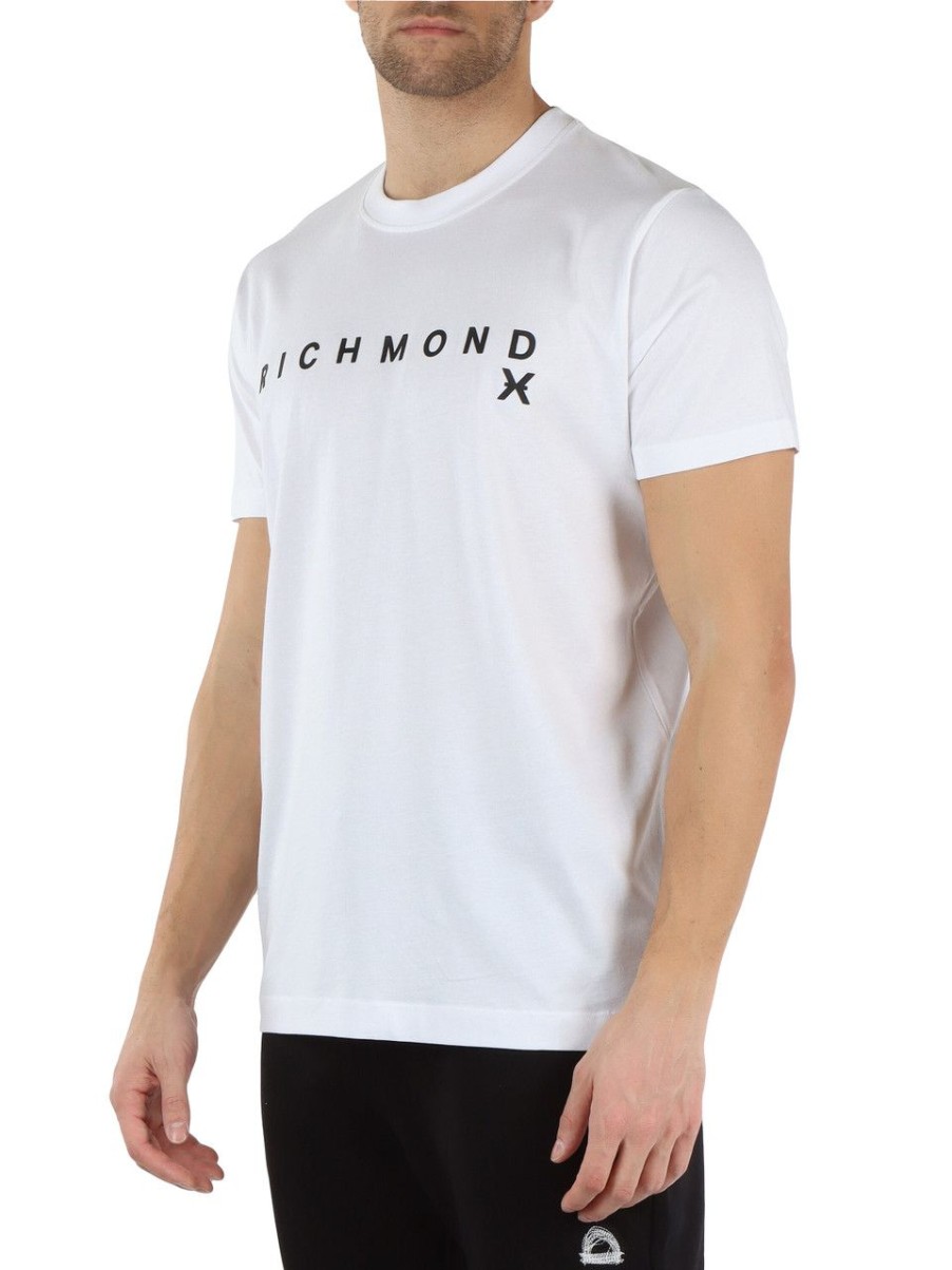 Uomo RICHMOND | Richmond X: T-Shirt In Cotone Pima Con Scritta Logo Bianco