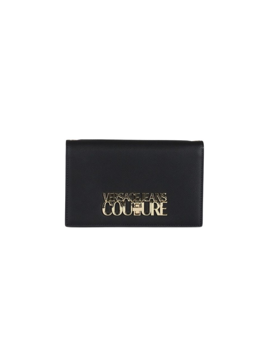 Donna VERSACE JEANS COUTURE | Borsa Portafoglio A Tracolla Con Placca Logo Nero