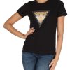 Donna GUESS | T-Shirt In Cotone Con Stampa Logo E Strass Nero